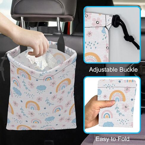 Car Trash Bag Hexagonal Geometric Car Garbage Bag Hanging Car Trash Can for Back Seat with Drawstring, Waterproof Garbage Bags for Car Accessories Vehicle Travelling Camping Outdoor in Kuwait