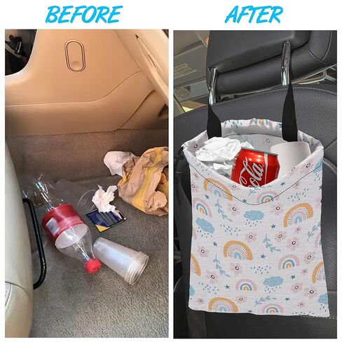 Car Trash Bag Hexagonal Geometric Car Garbage Bag Hanging Car Trash Can for Back Seat with Drawstring, Waterproof Garbage Bags for Car Accessories Vehicle Travelling Camping Outdoor in Kuwait