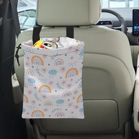 Car Trash Bag Hexagonal Geometric Car Garbage Bag Hanging Car Trash Can for Back Seat with Drawstring, Waterproof Garbage Bags for Car Accessories Vehicle Travelling Camping Outdoor in Kuwait