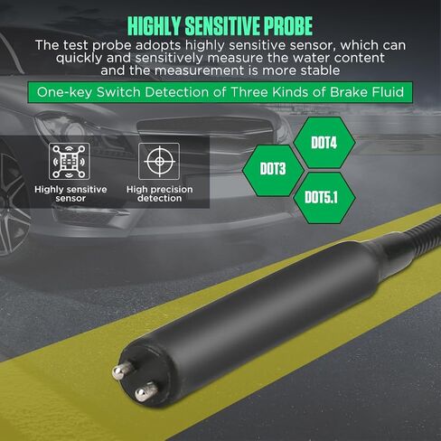 Brake Fluid Tester DOT3 DOT4 DOT5.1 Brake Fluid Tester Automotive 2s Fast Brake Fluid Water Content Tester with 2.2inch LCD Display, Screen & Sound Prompt, High-Sensitive Sensor, 250MM Flexible Probe in Saudi Arabia