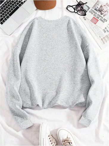 SOLY HUX Women's Long Sleeve Shirts Crewneck Drop Shoulder Graphic Sweatshirt Preppy Pullover Clothes in Saudi Arabia