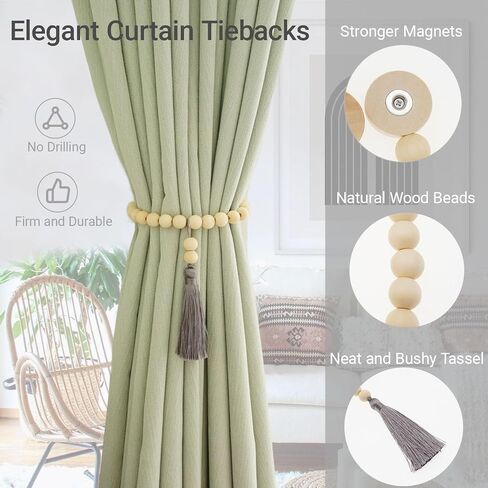 Tie -Tandbacks Magnetic Surtain -Stain -Tiebacks - تعادل النافذة الزخرفية الأنيقة مع مغناطيسات قوية للستائر ، والستائر ، و Seers - مجموعة من 2 ، والذهب in Kuwait