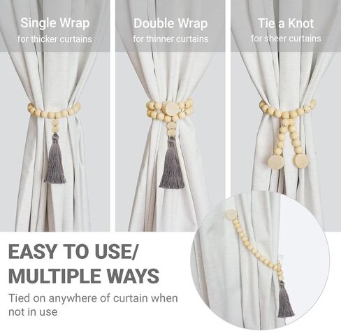 Tie -Tandbacks Magnetic Surtain -Stain -Tiebacks - تعادل النافذة الزخرفية الأنيقة مع مغناطيسات قوية للستائر ، والستائر ، و Seers - مجموعة من 2 ، والذهب in Kuwait