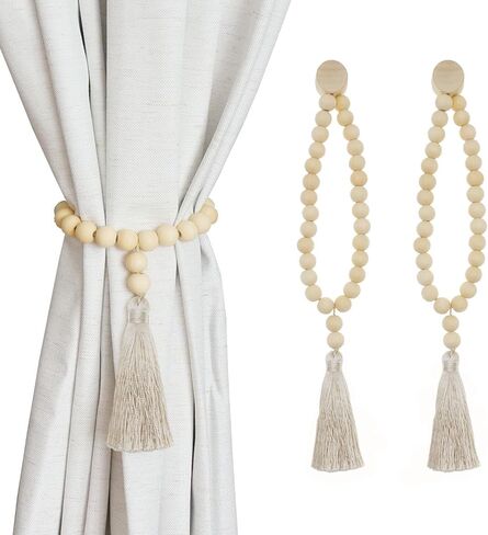 Magnetic Tassel Curtain Tiebacks - Elegant Decorative Window Holdbacks Tie Backs with Strong Magnets for Drapes, Curtains, Sheers - Set of 2, Gold in Kuwait