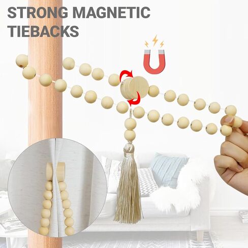 Magnetic Tassel Curtain Tiebacks - Elegant Decorative Window Holdbacks Tie Backs with Strong Magnets for Drapes, Curtains, Sheers - Set of 2, Gold in Kuwait