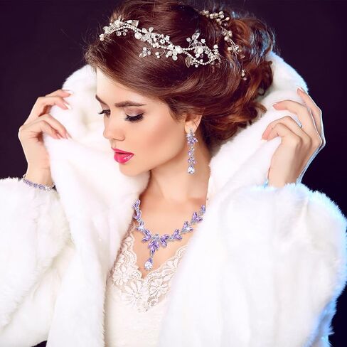 Jewelry Set for Women Wedding Trendy, Bridal Bridesmaid Accessories Necklace Bracelet Earrings in Kuwait