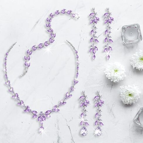 Jewelry Set for Women Wedding Trendy, Bridal Bridesmaid Accessories Necklace Bracelet Earrings in Kuwait