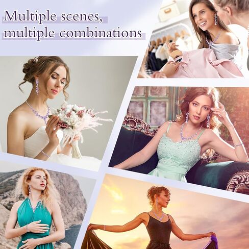 Jewelry Set for Women Wedding Trendy, Bridal Bridesmaid Accessories Necklace Bracelet Earrings in Kuwait