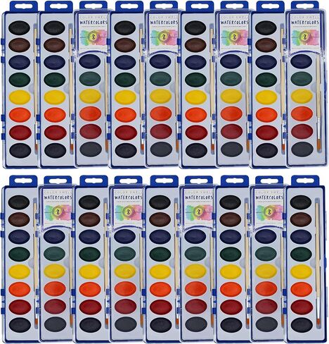 Color Swell 6 Pack Bulk Watercolor Paint Pack with Wood Brushes 8 Colors Washable Water Colors Great for Kids, Parties, Students, All Ages in Saudi Arabia