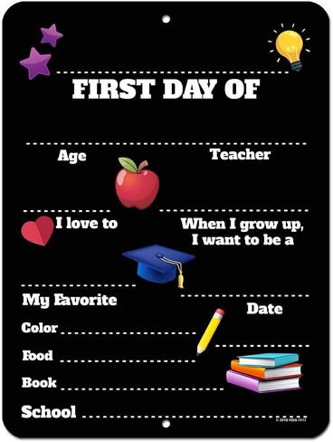 Chalkboard Style Last Day of School Photo Prop Tin Sign -9 x 12 inch Reusable Easy Clean - Customizable with Liquid Chalk Markers (Not Included) in Saudi Arabia