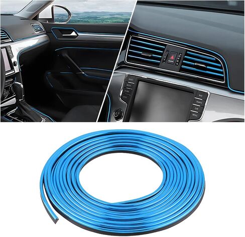 AUCELI Car Interior Trim Strips, 33ft Auto Electroplating Decoration Styling Door Dashboard, Non Slip Gap Fillers Insert Moulding Trim, Flexible Strip Garnish Accessory with Installing Tool in Saudi Arabia