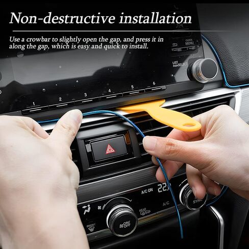 AUCELI Car Interior Trim Strips, 33ft Auto Electroplating Decoration Styling Door Dashboard, Non Slip Gap Fillers Insert Moulding Trim, Flexible Strip Garnish Accessory with Installing Tool in Saudi Arabia