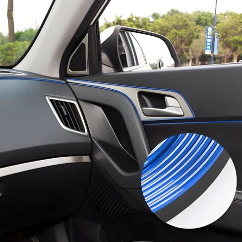 AUCELI Car Interior Trim Strips, 33ft Auto Electroplating Decoration Styling Door Dashboard, Non Slip Gap Fillers Insert Moulding Trim, Flexible Strip Garnish Accessory with Installing Tool in Saudi Arabia