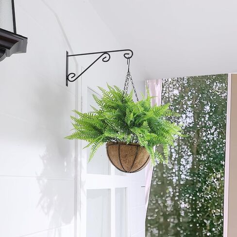 TURNMEON Fake Hanging Plants Flowers Baskets for Outdoor Decoration, 5 Bundles Artificial Faux Boston Ferns in Hang Planter Realistic UV Resistant for Porch Home Patio Gardens Balcony Yard Outside in Saudi Arabia