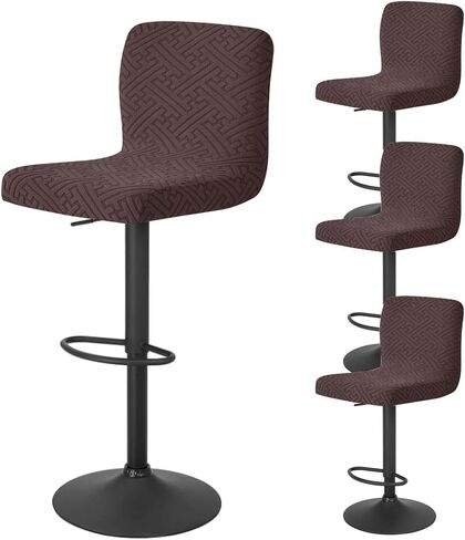Bar Stool Cover with Backs 4 Pack Stretch Counter Height Barstool Covers Washable Square Swivel Barstool Chair Seat Slipcovers Mid Low Back Bar Chair Cover Protector Beige-Yellow in Saudi Arabia