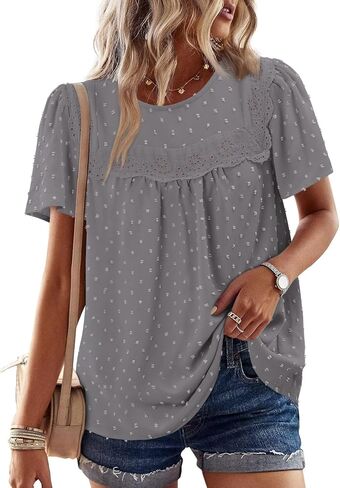 BETTE BOUTIK Women Boho Tops Short Sleeve Summer Flowy Shirts Dressy Casual Loose Trendy Blouses in Saudi Arabia