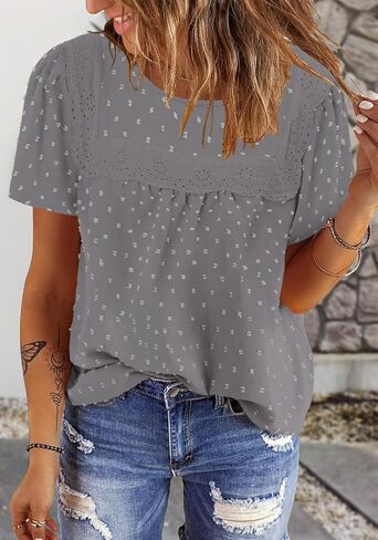 BETTE BOUTIK Women Boho Tops Short Sleeve Summer Flowy Shirts Dressy Casual Loose Trendy Blouses in Saudi Arabia