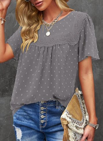 BETTE BOUTIK Women Boho Tops Short Sleeve Summer Flowy Shirts Dressy Casual Loose Trendy Blouses in Saudi Arabia