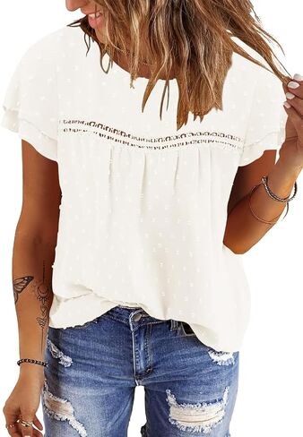 BETTE BOUTIK Women Boho Tops Short Sleeve Summer Flowy Shirts Dressy Casual Loose Trendy Blouses in Saudi Arabia