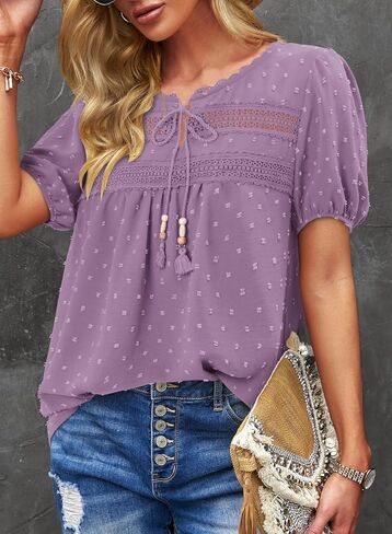 BETTE BOUTIK Women Boho Tops Short Sleeve Summer Flowy Shirts Dressy Casual Loose Trendy Blouses in Saudi Arabia