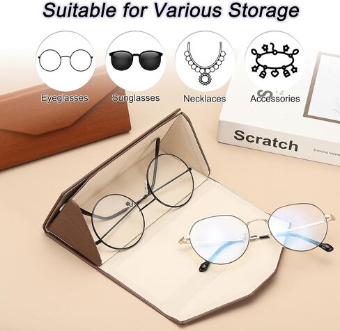 PATIKIL Foldable Glasses Case, Triangle Magnetic Sunglasses Organizer Case PU Leather Hard Eyeglass Case with Cloth in Saudi Arabia