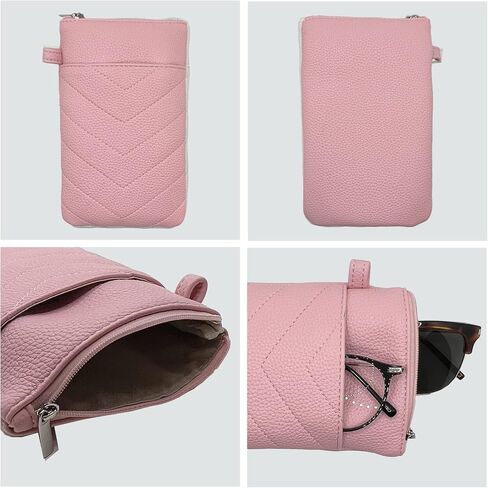 Double Eyeglasses Pouch with Zipper Closure,Soft Leather Sunglass Organizer Pouch,Portable Eyeglasses Case for men, women in Saudi Arabia