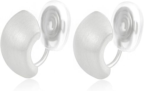 Fxiqini Clip On Earrings Thick Hoop Matte Clip On Earrings Chunky Non Pierced Earring for Women Jewelry Gift Gold Sliver Tone in Kuwait