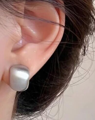 Fxiqini Clip On Earrings Thick Hoop Matte Clip On Earrings Chunky Non Pierced Earring for Women Jewelry Gift Gold Sliver Tone in Kuwait