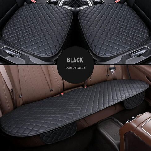 YUNZLAN Universal Leather Car Seat Cover/Protector, Front/Rear car Cushion Car Seat Pad/mat with Non-Slip Bottom -1pcs(Rear-Black) in Saudi Arabia