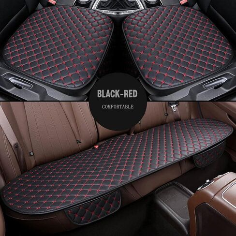 YUNZLAN Universal Leather Car Seat Cover/Protector, Front/Rear car Cushion Car Seat Pad/mat with Non-Slip Bottom -1pcs(Rear-Black) in Saudi Arabia