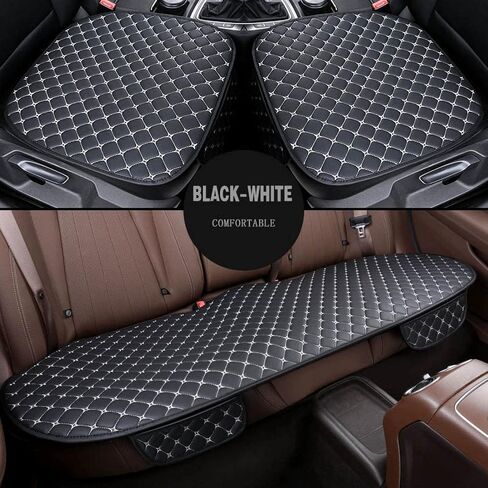 YUNZLAN Universal Leather Car Seat Cover/Protector, Front/Rear car Cushion Car Seat Pad/mat with Non-Slip Bottom -1pcs(Rear-Black) in Saudi Arabia