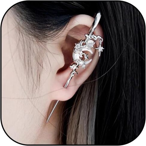 Myth of The Moon Ear Hook Needle Piercing Earring Piercings Wrap Climber Earrings Punk Unique Piercing Gifts in Saudi Arabia