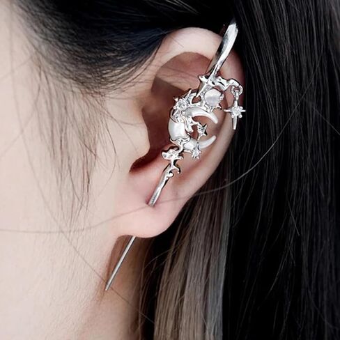 Myth of The Moon Ear Hook Needle Piercing Earring Piercings Wrap Climber Earrings Punk Unique Piercing Gifts in Saudi Arabia