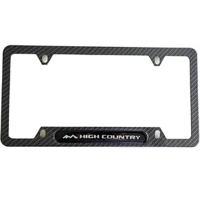 Carbon Fiber License Plate Frame Cover Holder High Country for Silverado 1500 2500HD Sierra 3500 Truck Car Accessories Stainless Steel 1PC, CPK22PW