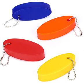 Floating Keychain for Boat Keys,4 Pack Vinyl Foam Floating Keychains Bright Color Oval Float Key Rings for Boating, Fishing, Sailing and Outdoor Sports （4 Colors)