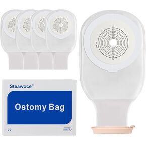 10 Pack Colostomy Bags, One-Piece Ostomy Supplies 15-65mm Cut to Fit Drainable Pouches with Measure Card for Colostomy Ileostomy Stoma Care