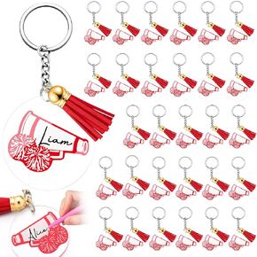 30 PCS Cheer Keychains Bulk DIY CHEEPRINE -CHEAIN مع Tassel Cheerleader Higds for Team Party Favor