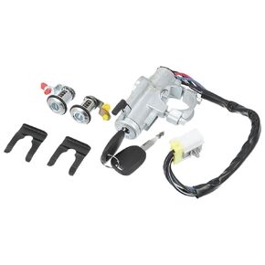 Ignition Switch Lock Cylinder Assembly w/Keys - Car Ignition Lock Cylinder Key Switch Starter - for Nissan D21 M.T Metal Silver Tone - Door Lock Cylinder - 1set