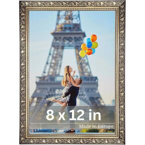 VictoR Vintage Picture Frame Vinci 8,5x11 in Black Gold - Barqoue Picture Frame with shatterproof Acrylic Glass - 8,5 x 11 Photo Frame