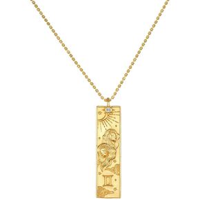 Astrological Jewelry, 18K Gold Plated Stainless Steel Constellation Zodiac Pendant Necklace for women, Spiritual Gifts for Women, Waterproof Embossed, Horoscope Zodiac Sign Jewelry