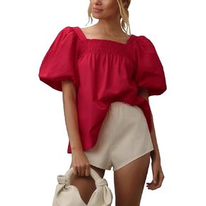 قصر قصير من النفخ بلوزات أرجل مزخرفة بقمصان زائفة مربعة in Kuwait