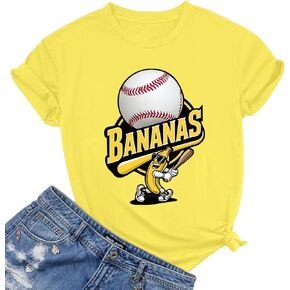 قميص موز قميص البيسبول لاعب البيسبول Team Team Women Baseball Mama Tee Funny Baseball Fan Short Sleeve Top Top