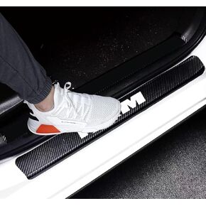 4Pcs Car Door Sill Protectors 4D Carbon Fiber Door Sill Protector Entry Guard Scuff Plate Waterproof Anti-Scratch Stickers Compatible with RAM (Red)