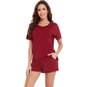 WiWi Pajamas for Women Soft Short Sleeve Sleepwear Cooling Pajama Set Shorts Pjs Loose Comfy Lounge Sets S-XXL
