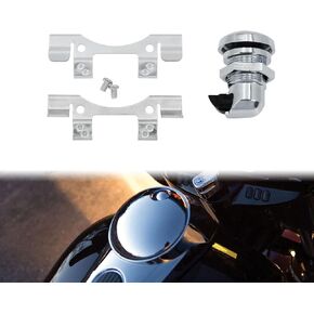 Motorcycle Fuel Door Push Button Gas Oil Tank Cap Latch Kit Fit for Harley Electra Glide Road Glide Street Glide Tour Glide Tri Glide 1992-later (Chrome)