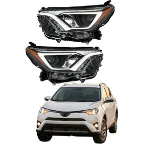 Labwork Headlight Set بديل لـ Toyota RAV4 2016 2017 2018 Projector Headlight Assembly زوج الأيسر+الجانب الأيمن (جانب الركاب والسائق)