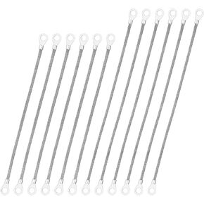 12 PCS Universal Automotive Braided Copper Ground Strap, 10/12 inch Engine Ground Strap Kit with Terminal Plugs, Tinned Copper Ground Strap Wire for Most Vehicle Cars Engine