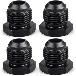 6AN Male Flare Blanking Plug Fitting Adapter Hex Aluminum Black 4PCS