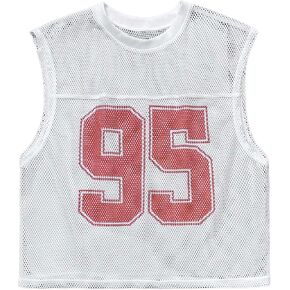 Milumia Men's Number Print Mesh Tank Tops Round Neck Sleeveless Casual Tops
