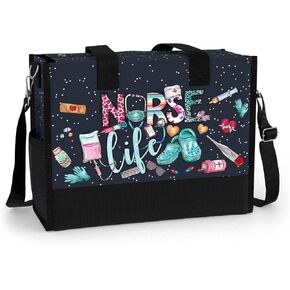 84hoods Large Tote Bag for Women. Gift for Nurse. Waterproof Bag with Pockets and Zipper for Travel, Work, Grocery.